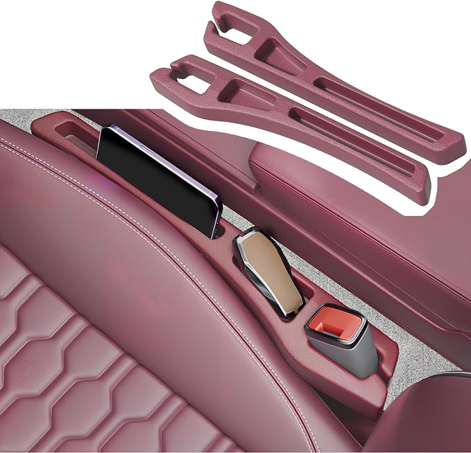 2PCS Car Seat Gap Filler Organizer,2 in 1 Car Gap Filler with Fill and Storage Function for Storing Phones Keys Cards,Universal Multifunctional No Drop Seat Guard for Cars (Red) - Image 7