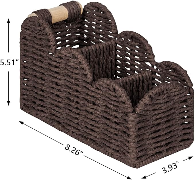 CubesLand Bedside Table Desk Organizer Caddy, Remote Pen&Pencil Holder Cup | Makeup Brush Holder w/Scalloped Perfect for Home, Office Desk, Living Room Table Decor, 3 Slots Brown - Image 2
