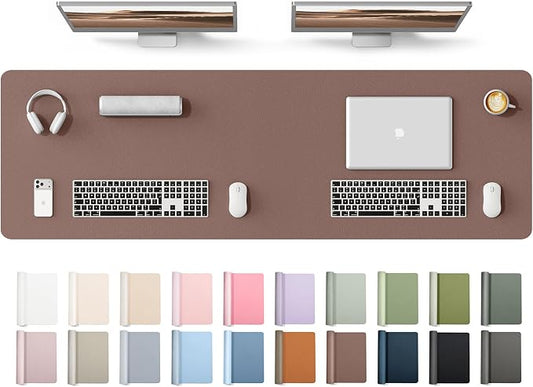 YSAGi Leather Desk Protector, Office Mat, Large Mouse Mat, Non-Slip PU Leather Blotter, Laptop Desk Mat, Waterproof Writing Pad for Office and Home(Chocolate, 63" x 17.2") by YSAGi
