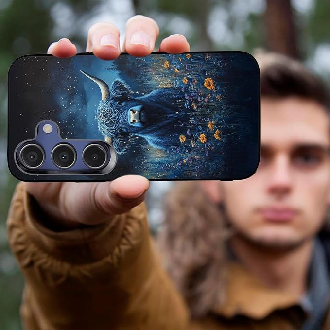 Designed for Galaxy S25 FE Phone Case,Slim Silicone Shockproof Protective Case for Galaxy S25 FE 6.7 inch,Cute Highland Cow - Image 4
