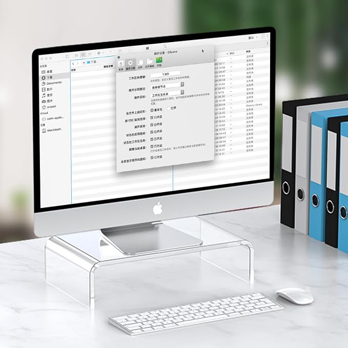 Acrylic Monitor Stand Riser Clear Laptop Stand Riser L14 xW7.5 xH4 | Compatible with All Notebooks and Monitor, Computer Stand for Desk Organizer, White Aesthetic Design, For Office Home iMac - Image 5