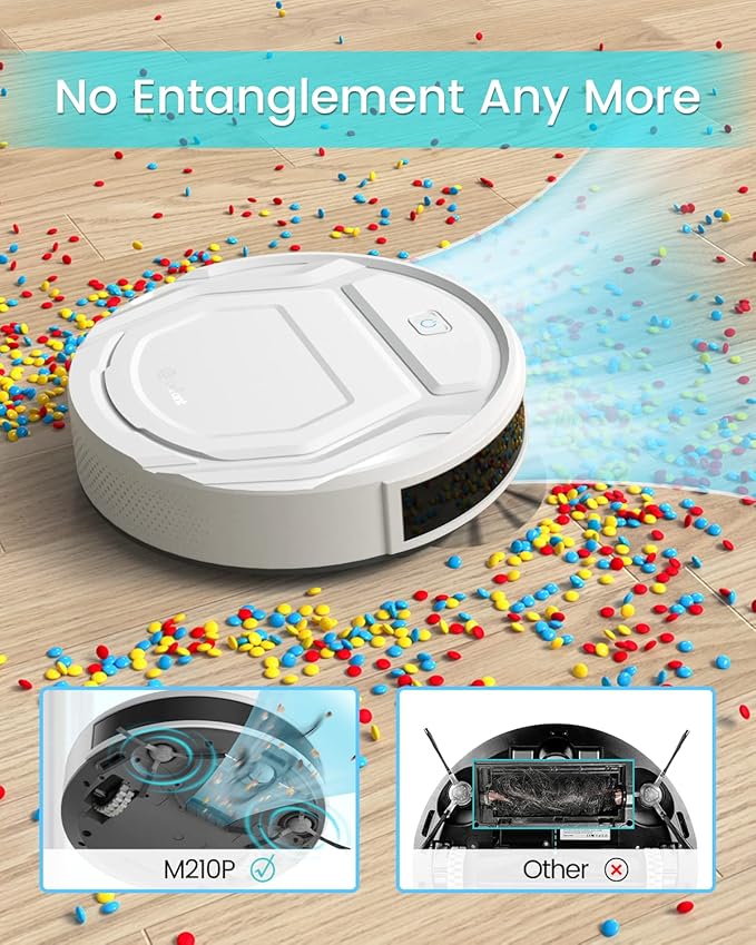 Lefant M210 Pro Robot Vacuum with 2200 Pa Powerful Suction, 6 Cleaning Modes, 120 Mins Runtime, Quiet, Self-Charging, Voice Control, Ideal for Pet Hair and Hard Floor, White - Image 2