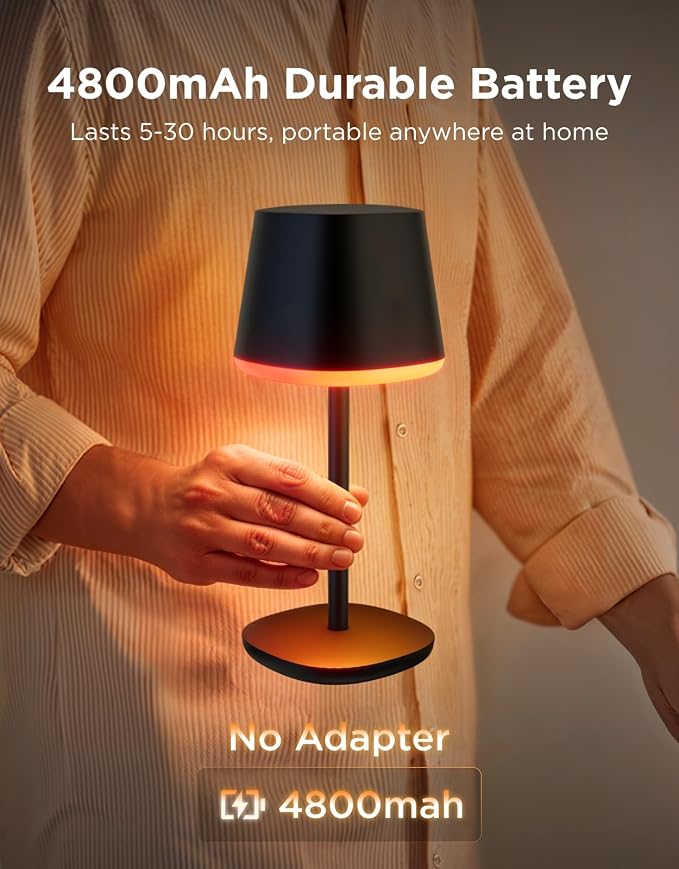 Govee Smart Cordless Table Lamp Classic (No Adapter), RGBIC Desk Lamp | Rechargeable Table Lamp for Bedroom, Living Room, Portable Lamp Works with Matter, Bedside Lamp with 72 Scenes Modes, 500lm - Image 3