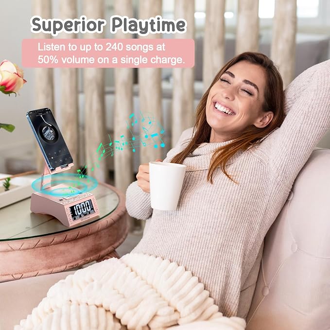 TechGlow Foldable Cellphone Stand with Wireless Bluetooth Speaker Birthday Gifts for Men Women Mother Father Cool Tech Gadgets- Pink - Image 7