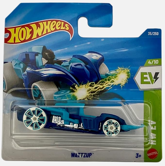 Hot Wheels Wattzup (TM) Light Blue Electric Concept Car - HW EV 4/10 - 35/250 - JJJ06 - Mattel 2026-1:64 Model Car by Unknown