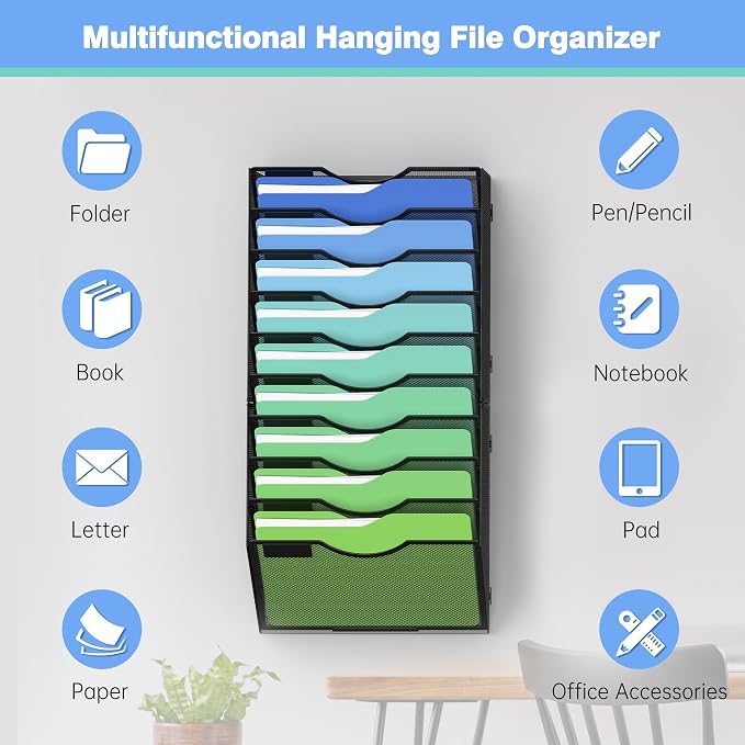 Kuntine.B Wall File Organizer Office Hanging Magazine Holder Wall File Organizer for Office Home - Image 4