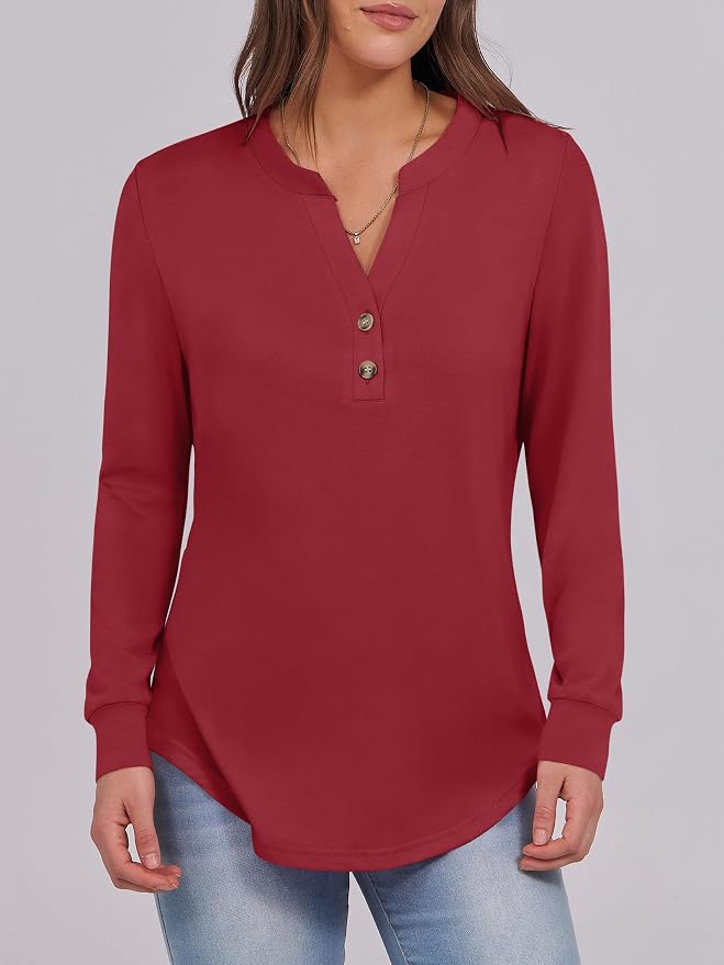 ANRABESS Women's Long Sleeve Shirts 2026 Spring Fashion Dressy Casual Tops Trendy Henley Blouses Cute Work Outfits Clothes - Image 4