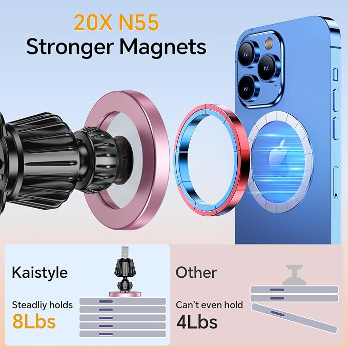 Kaistyle for Magsafe Car Mount【20 Strong Magnets】Magnetic Phone Holder for Car Phone Holder Mount Dash Mounted Holders Cell Phone Holders for Your Car Accessories for Women Men for iPhone 17 16 15 14 - Image 4