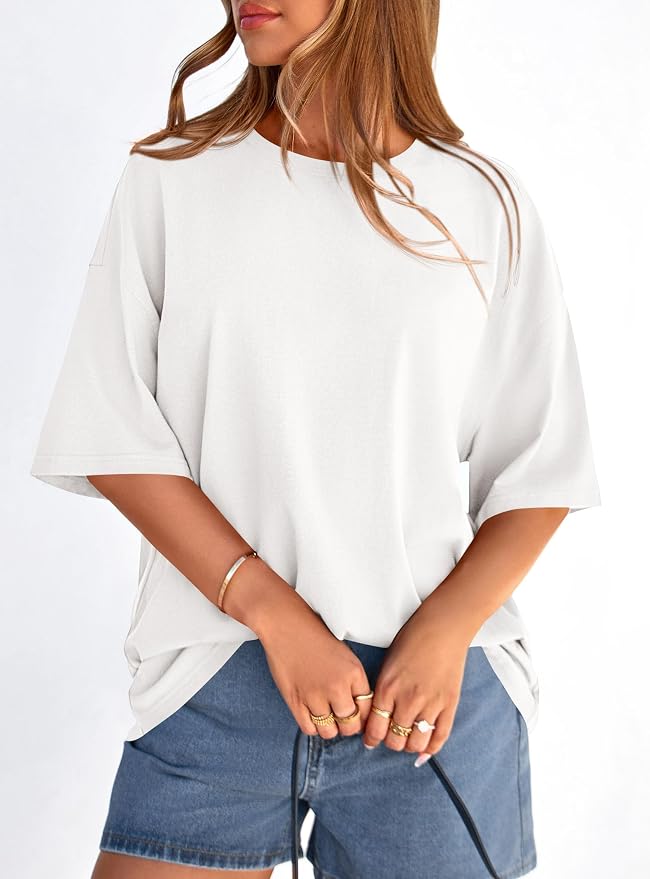 PRETTYGARDEN Womens 2026 Spring Going Out Tops Casual Short Sleeve Crewneck Loose Fit Basic Oversized T Shirts Summer Outfits - Image 5