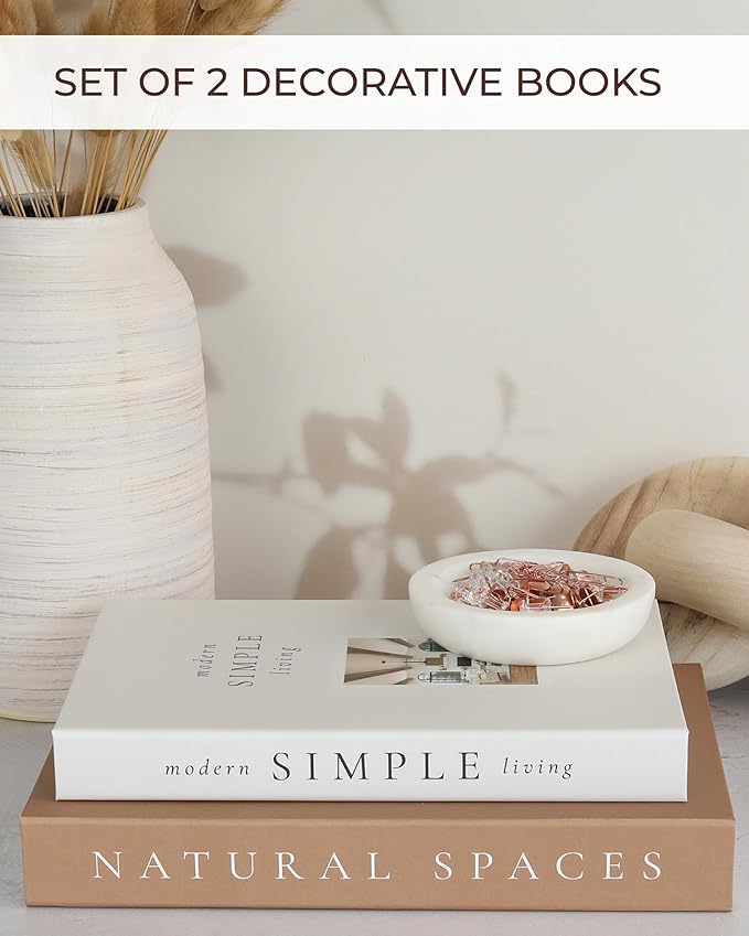 Beautiful Decorative Books - Set of 2 Boxes Enhance Your Coffee Table, Bookshelf or Mantel Shelf Decor - Aesthetic Fake/Faux Books for Modern Home Decoration, Photo Storage and as a Keepsake Box - Image 4