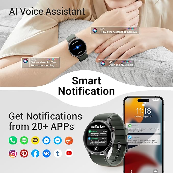 Fitpolo Smart Watch for Men Women,1.3" AMOLED Touchscreen Fitness Tracker, Make/Answer Calls, Heart Rate SpO2 Monitor, 3ATM Waterproof, Sleep & Activity Tracking Smartwatch for Android Phones iPhone - Image 4
