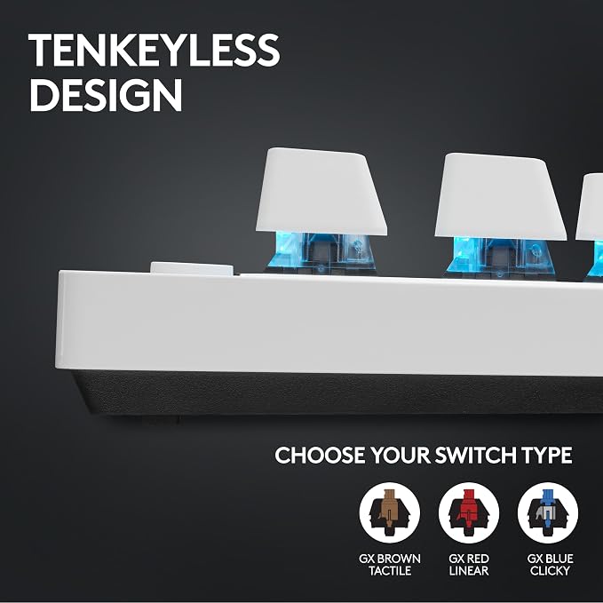 Logitech G PRO X TKL Lightspeed Wireless Gaming Keyboard (Tactile) - White | Lightspeed wireless, Ultra-Portable Tenkeyless Design, LIGHTSYNC RGB, PBT keycaps, Tactile Switches - Image 4