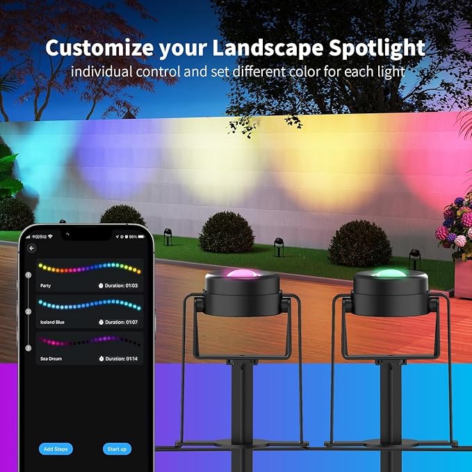 HISTAR Low Voltage Landscape Lighting with Bluetooth App Control & Remote, Outdoor Spot Lights for Fence Tree Pathway Lawn Decor, IP65 Waterproof All-in-One Permanent Outdoor Lights (8pack-RGBW) - Image 2