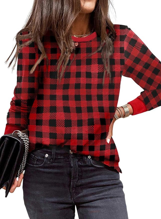EVALESS Womens Crewneck Long Sleeve Tops Casual Polka Dots Tops Fall 2026 Tshirts Shirts by EVALESS