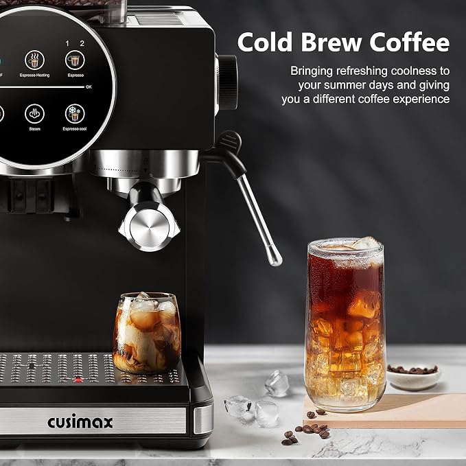 CUSIMAX Espresso Machine with Grinder, 20 Bar Professional Expresso Coffee Machines with Milk Frother Steam Wand, Espresso Maker with 60oz Removable Water Tank, Cappuccino & Latte Machine for Home - Image 7