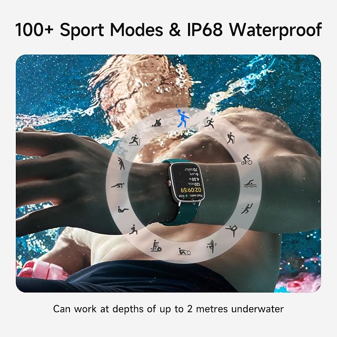 Smart Watch for Men Women, 1.85" HD Smartwatch Compatible iPhone/Samsung/Android (Answer/Make Calls), 100+ Sport Modes Fitness Tracker with Heart Rate/Sleep/SpO2 Monitor, IP68 Waterproof - Image 4