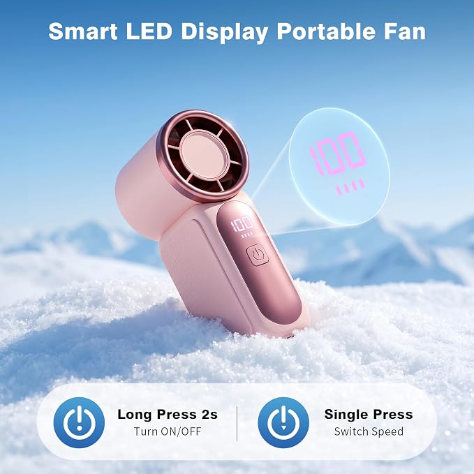 Portable Handheld Mini Fan, Mini Portable Fan with 6 Speeds, 16920 RPM Turbo High Speed Airflow, USB Rechargeable Small Personal Fan with LED Display, Pocket Hand Fan for Travel Makeup Outdoor Office - Image 5