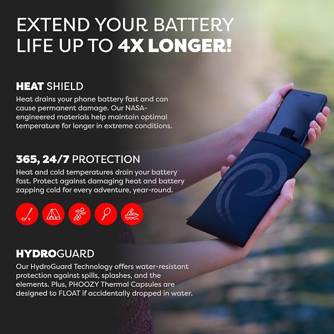 PHOOZY Apollo II Thermal Phone Case with NASA-Derived Technology - Extends Battery Life 4X in Hot or Cold Weather - Military Grade 8-Foot Drop Protection Insulated Pouch - Large Black - Image 3