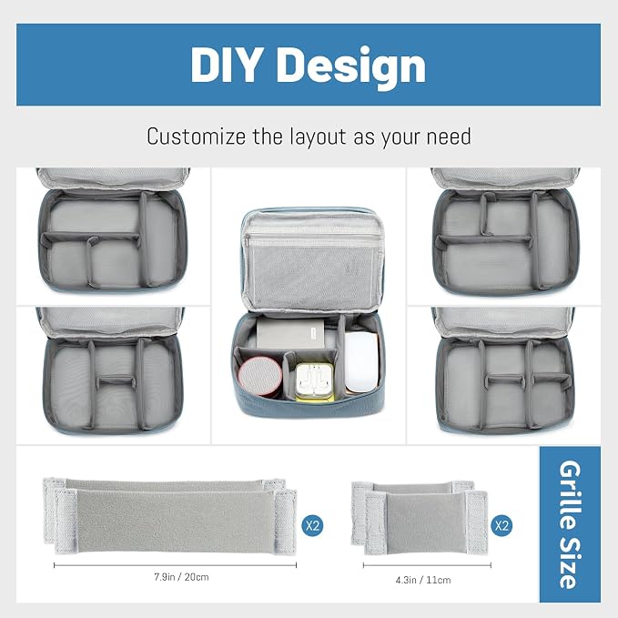 Lanola Electronic Accessories Case,Electronics Travel Organizer, Portable Double Layer Cable Storage Bag for Cord, Charger, Flash Drive, Phone, SD Card,Flash Drive,Adapter - Light Blue - Image 5