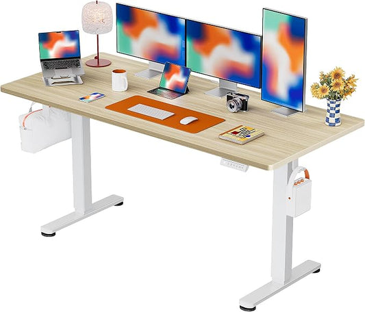 ErGear Height Adjustable Electric Standing Desk, 71 x 30 Inches Sit Stand up Desk, Memory Computer Home Office Desk, Natural by ErGear