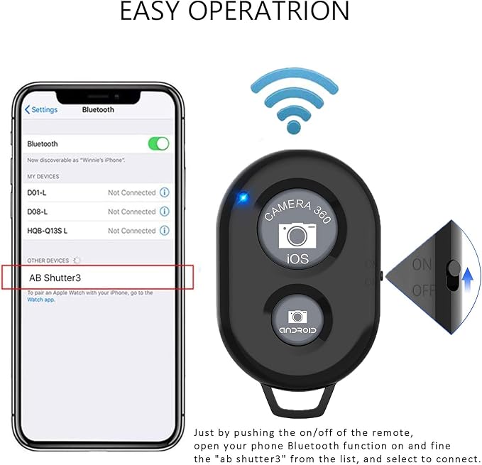 Cellphone Remote Shutter for Smartphones and Tablets (Colorful-9-pack), AOQIYUE Wireless Camera Remote Control Compatible with iPhone/Android Cellphone Wrist Strap Included - Image 3