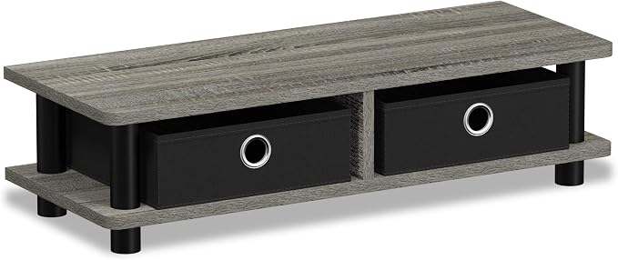 FURINNO Turn-N-Tube Monitor Stand, French Oak Grey/Black - Image 4