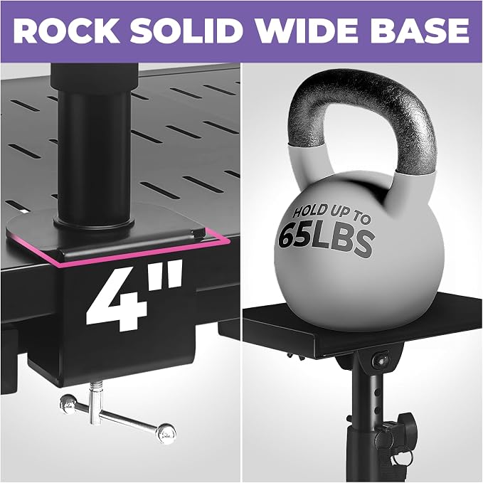 Liquid Stands Studio Monitor Stands - Music Studio Desktop Speaker Stand - 2 Pack 12x9 Clamp-on Adjustable Short or Tall Speaker Support for Music Booth Desk Audio Monitor Stand Mount with Tilt - Image 4