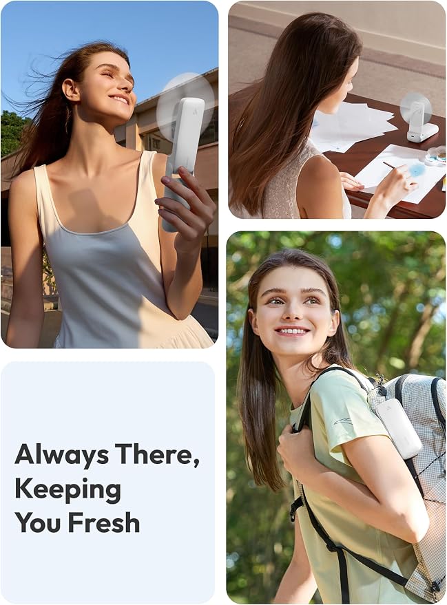 Aecooly Slim Portable Fan 2 Pack, Thin Handheld Fan, USB Rechargeable Mini Personal [24H Max Cooling Time], Battery Powered Small Foldable Pocket for Travel, Summer, Gifts for Women, Girls -White - Image 3