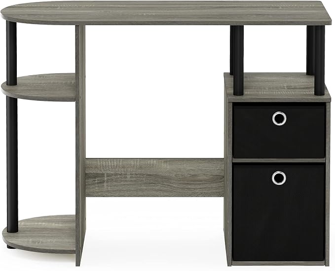 Furinno JAYA Desk, 38.4" Wide Gaming Desk with Bin Drawers, Computer Desk with Side Shelf, Office Desk for Study, Home Office, Bedroom, Dorm, Study Room, French Oak - Image 6