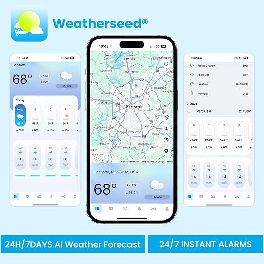 Sainlogic Smart WiFi Weather Station, Wireless Indoor Outdoor Weather Station with 24/7 Weather Forecast, Wind Speed, Rain Gauge, Alerts & 2-Year Data Export for Home Garden - Image 2