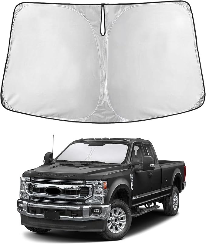 EcoNour Windshield Sunshade Compatible for Ford Super Duty F250 F350 F450 F550 2017-2024 2025 2026, Sun Visor for Front Windshield & Window Sun Shade Cover, UV Heat Protector, Car Accessories by EcoNour