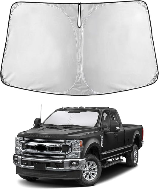EcoNour Windshield Sunshade Compatible for Ford Super Duty F250 F350 F450 F550 2017-2024 2025 2026, Sun Visor for Front Windshield & Window Sun Shade Cover, UV Heat Protector, Car Accessories by EcoNour
