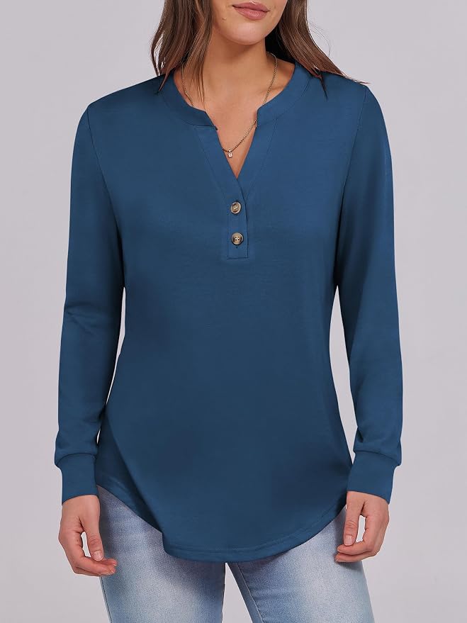 ANRABESS Women's Long Sleeve Shirts 2026 Spring Fashion Dressy Casual Tops Trendy Henley Blouses Cute Work Outfits Clothes - Image 4