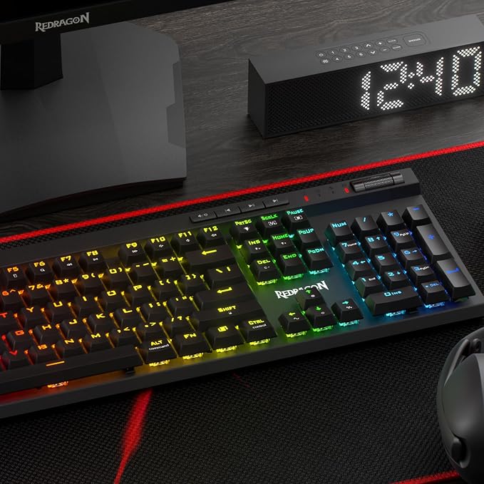 Redragon K580 PRO Wireless RGB Gaming Keyboard, Macro G Keys & Media Wheel | 0 Delay Tri-Mode, 5 On-Board Combo Keys, Ready for MMO & MOBA Play, 0-Delay Tri-Mode for Multiple Devices, Swap-Ready Socket - Image 8