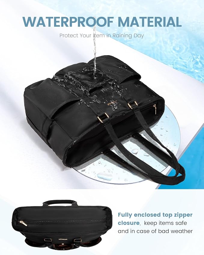 LOVEVOOK Laptop Tote Bag for Women Work, Teacher Tote Bag Nurse Bag With Large Cup Holder, Utility Professional Computer Bag For Work/Travel/College/Daily, Large Purse Handbag With Multi Pockets - Image 5