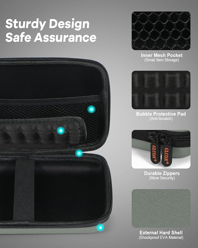 Gray-Green Hard Shell Carrying Case for External Hard Drive, Hard Disk, Power Bank, Charger, Cable, Cell Phone, Electronic Accessories - Larger Capacity Storage Pouch Shockproof Travel Case Bag - Image 4