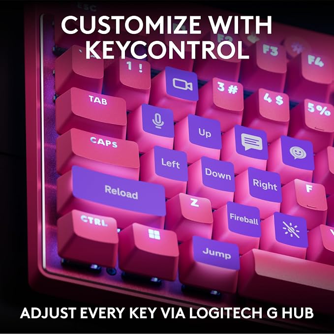 Logitech G PRO X TKL Rapid Gaming Keyboard (Hall-Effect) - Magenta | Hall-Effect Magnetic Analog Switches with Rapid Trigger, Lightsync RGB, Detachable USB-C Cable, Volume Roller & Media Buttons - Image 5