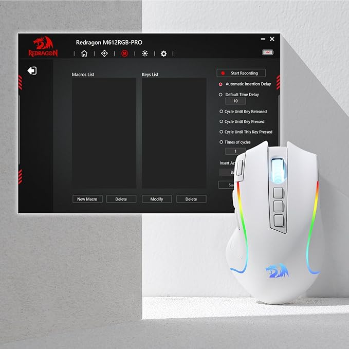 Redragon M612 Wireless RGB Optical Gaming Mouse 8000 DPI Remapping Keys | Cable-Free 0 Delay, Redefine Keybinding Macro, Vibing Backlight, Ergonomic Grip Body Comfort - Image 7
