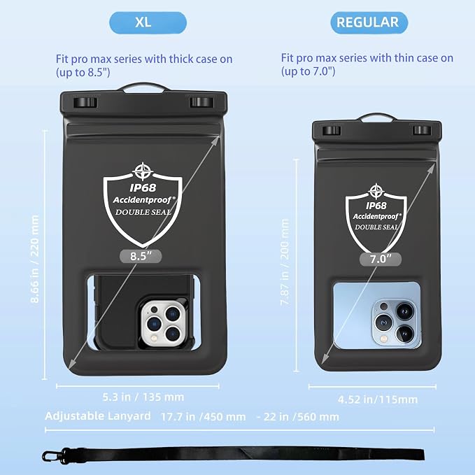 AiRunTech XL Waterproof Phone Pouch,Double Seal Floating Phone Case for Swimming Kayak Paddle Board,Protector iPhone 17 16 15 14 13, River Lake Canoe Boating Beach Accessories(Iridescent Pink+Black) - Image 7