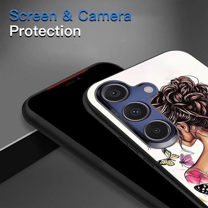 Designed for Galaxy S25 FE Phone Case,Slim Silicone Shockproof Protective Case for Galaxy S25 FE 6.7 inch,Butterfly Girl Watercolor Art - Image 5