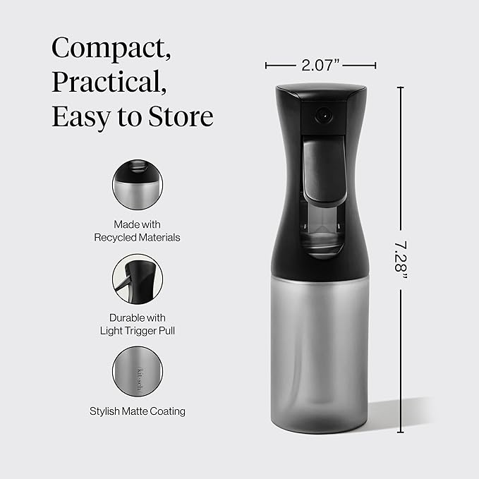 Kitsch Continuous Spray Bottle for Hair – Black, 150ml | Fine Mister Spray Bottle & Water Spray Bottle – Recycled Hair Spray Bottle – Spray Bottles for Cleaning, Styling, & More - Image 4
