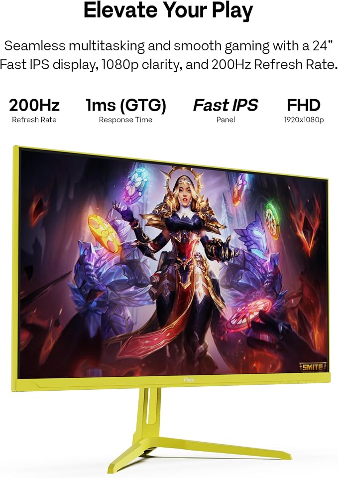 Pixio PX248 Wave Yellow 24 inch 200Hz Refresh Rate FHD 1080p Resolution Fast IPS Panel 1ms GTG Response Time Built-in Speakers Gaming Monitor with Adaptive Sync - Image 2