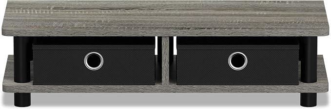FURINNO Turn-N-Tube Monitor Stand, French Oak Grey/Black - Image 5