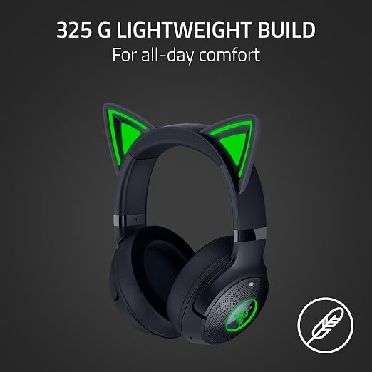 Razer Kraken Kitty V2 BT Wireless RGB Headset, Black | Chroma RGB Kitty Ears & Earcups, Bluetooth 5.2, 40 mm Drivers, Noise-cancelling Mics, Lightweight, USB-C, 40 Hr Battery - Image 6