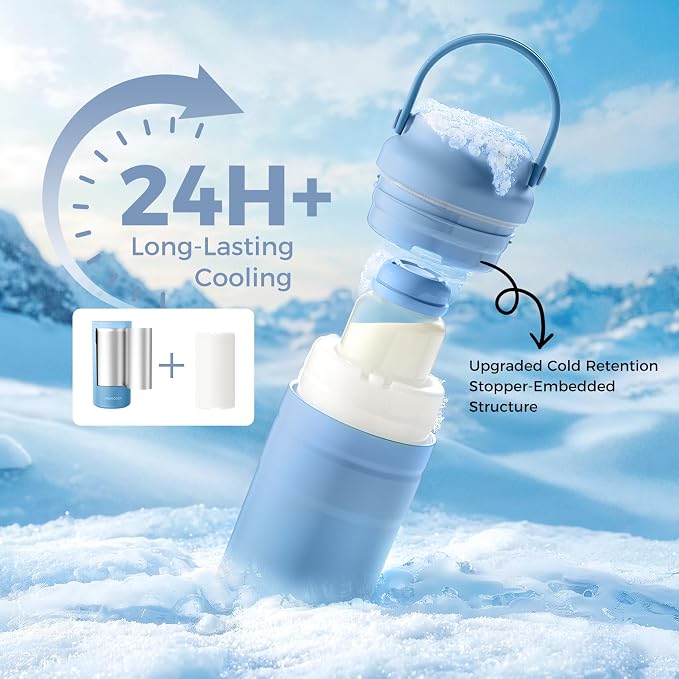 Momcozy Portable Breast Milk Cooler for Travel, 24H Ice-Free Cooling Breastmilk Storage Bottles Container, 12oz Leak Proof Outdoor Small Freezer, Baby Breastfeeding Essential for New Moms - Image 3