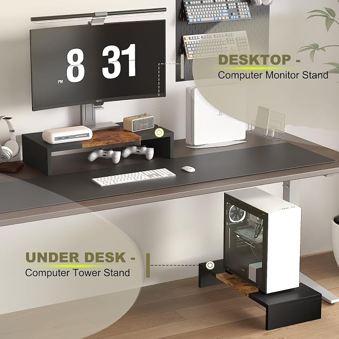 TEAMIX 20 inch Monitor Riser, Sturdy Wood Desktop Riser for TV/PC/Laptop/Printer, TV Riser Stand Computer Shelf with Storage for Home Office - Image 7