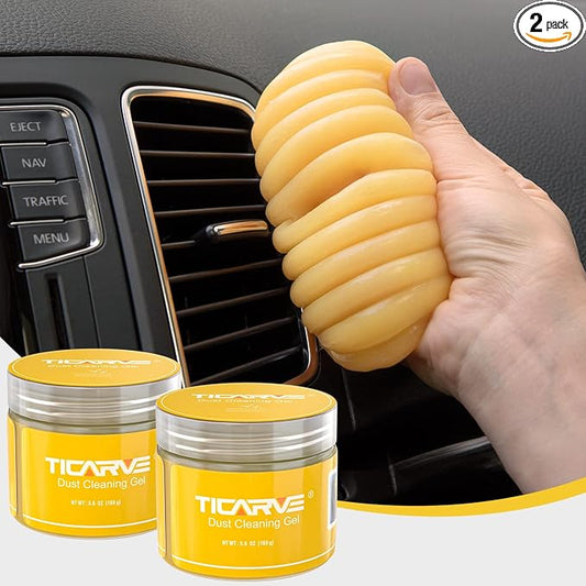 TICARVE 2Pack Cleaning Gel Car Putty Car Cleaning Putty Gel Auto Detailing Car Interior Cleaner Cleaning Kits Clean Slime Car Assecories Keyboard Cleaner Yellow (320g/11.2oz) by TICARVE