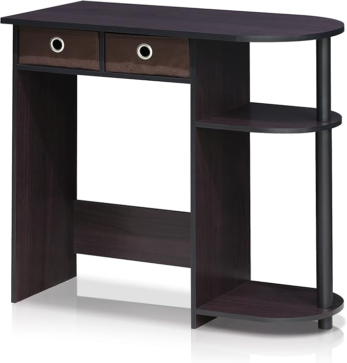 Furinno Go Green 32-Inch Brown Computer Desk, Office Desk with 2 Side Shelves and Storage Bins, Rectangular Home Office Desk, Gaming Desk for Home Office, Bedroom, Study Room, Dark Mocha - Image 7