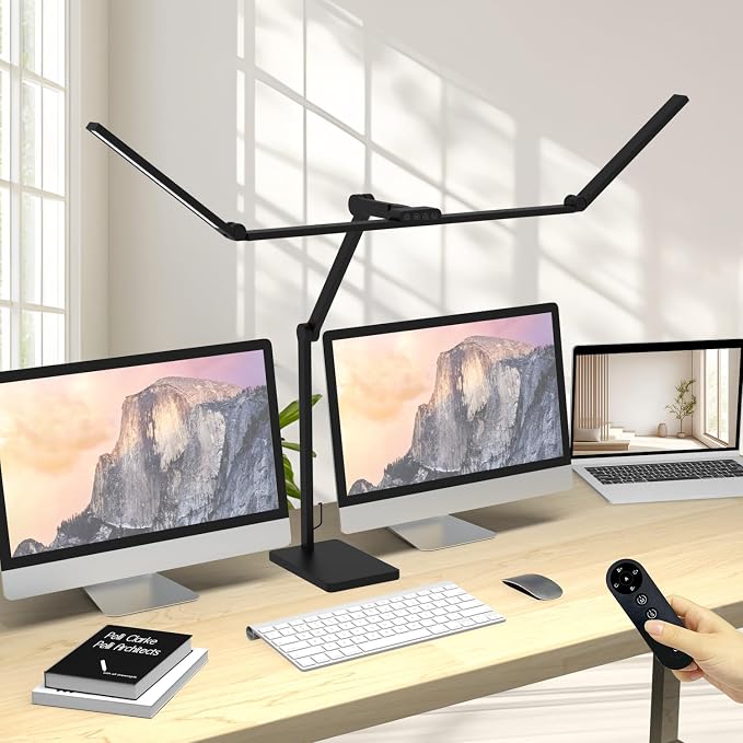 Omorepa 36W 3000LM Ultra Bright Architect Desk Lamp with Base, 47.4Inches Wide Tall Overhead Desk Light for Home Office, Dimmable Table Light with Remote for Desktop Working,Drafting,Reading by Omorepa