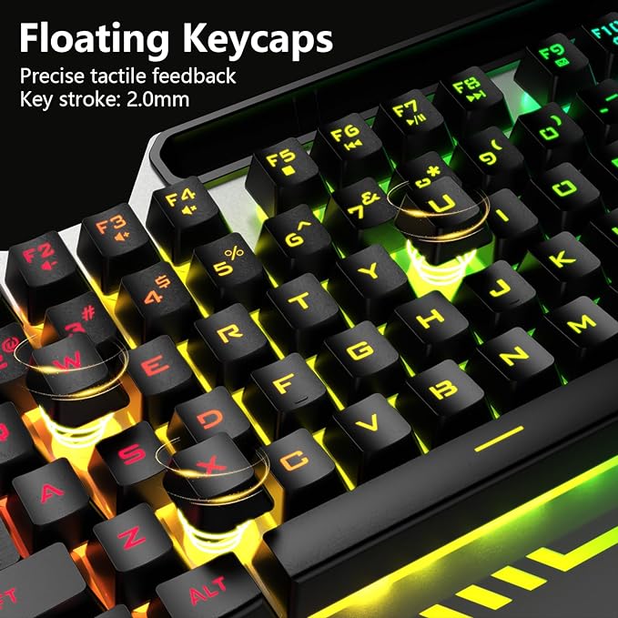 AULA Gaming Keyboard and Mouse,Wired 104-Key Mouse and Keyboard Combo Metal | Full Size Computer Keyboards with Number Pad,New Update Version,RGB Backlit Anti-Ghosting PC Keyboard for Laptop WinXP/7/8/10 - Image 5